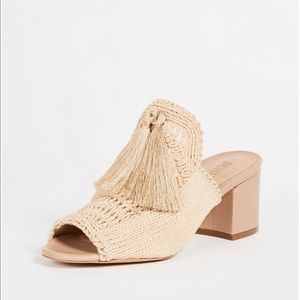 Mules-Fringe Block Heeled Mules
